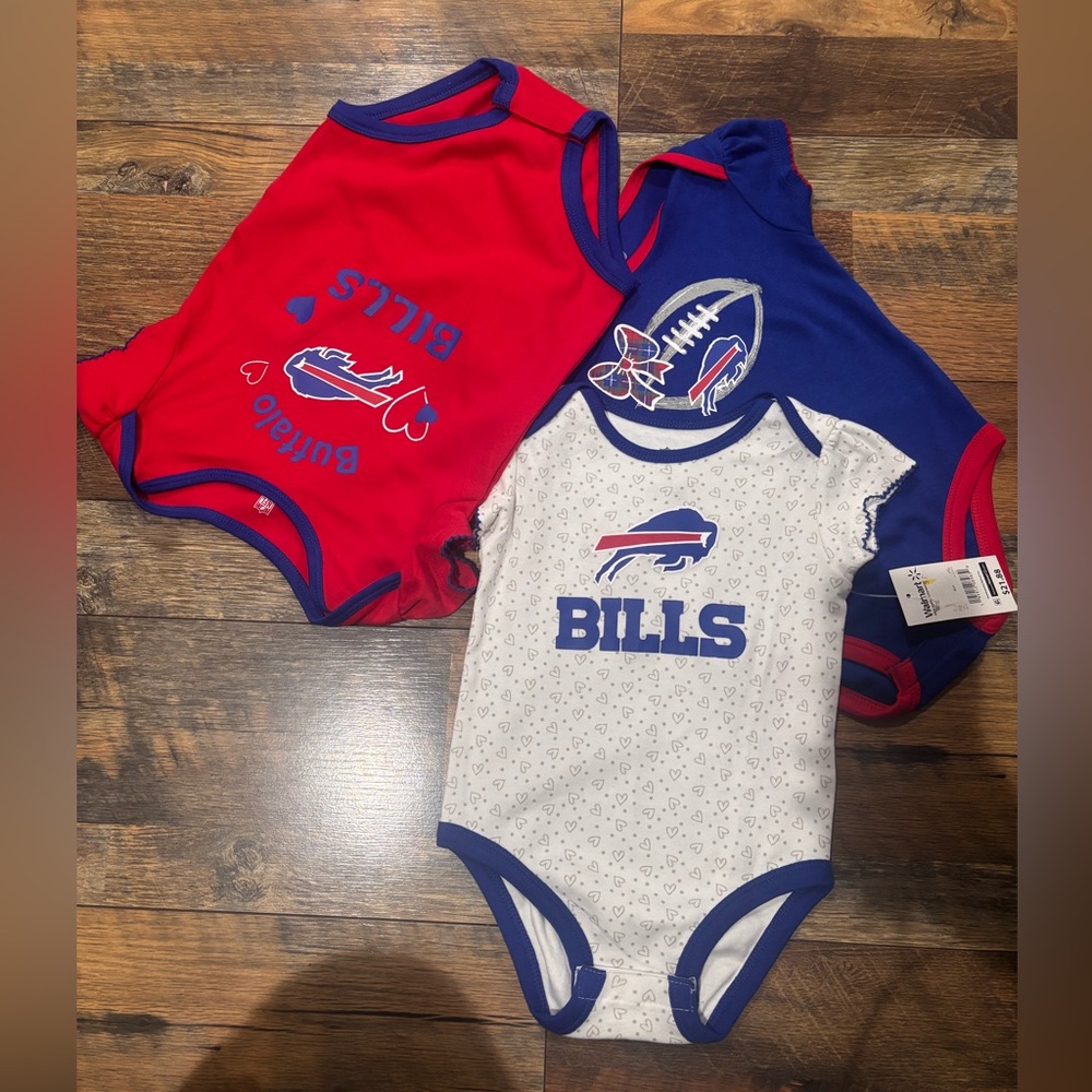 Buffalo Bills Baby Bodysuit Set - Red, Blue, White 
3 piece set